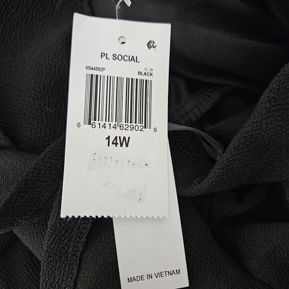 Teeze Me Off The Shoulder Midi Dress Plus 14W Black Ruffled Sleeves LBD Party - Picture 8 of 11